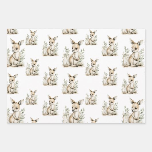 Cute watercolour baby animal alphabet Kangaroo Geschenkpapier Set (Vorderseite 3)