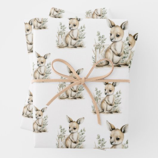 Cute watercolour baby animal alphabet Kangaroo Geschenkpapier Set (Beispiel)