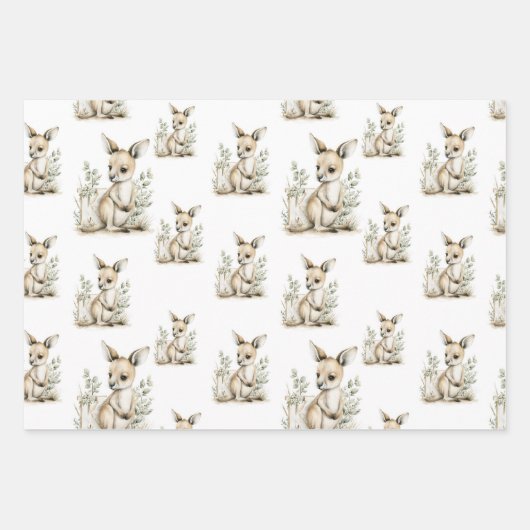 Cute watercolour baby animal alphabet Kangaroo Geschenkpapier Set (Vorderseite)