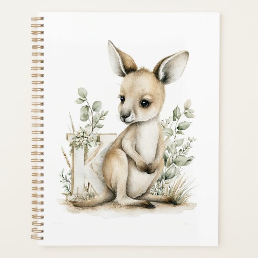 Cute watercolour baby animal alphabet Kangaroo Planer (Vorderseite)