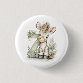 Cute watercolour baby animal alphabet Zebra Button (Vorderseite)