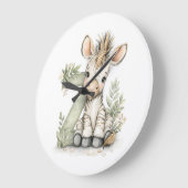 Cute watercolour baby animal alphabet Zebra Große Wanduhr (Winkel)
