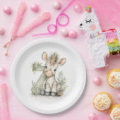 Cute watercolour baby animal alphabet Zebra Pappteller (Party)