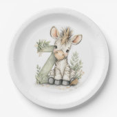 Cute watercolour baby animal alphabet Zebra Pappteller (Vorderseite)