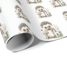 Cute Watercolour Baby Animals Alphabet Hedgehog Geschenkpapier