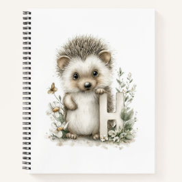 Cute Watercolour Baby Animals Alphabet Hedgehog Notizblock
