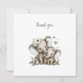 Cute Watercolour Baby Girl Elephants with Flowers Dankeskarte (Vorderseite)