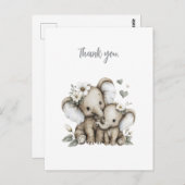 Cute Watercolour Baby Girl Elephants with Flowers Postkarte (Vorne/Hinten)