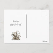 Cute Watercolour Baby Girl Elephants with Flowers Postkarte (Rückseite)