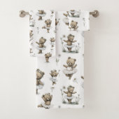 Cute Watercolour Ballerina Bear Design in tutus Badhandtuch Set (Insitu)