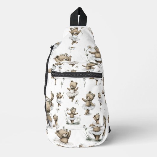 Cute Watercolour Ballerina Bear Design in tutus Crossbody Bag (Vorderseite)