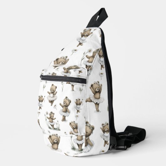 Cute Watercolour Ballerina Bear Design in tutus Crossbody Bag (Rechte Ecke)