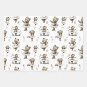 Cute Watercolour Ballerina Bear Design in tutus Geschenkpapier Set (Vorderseite 2)
