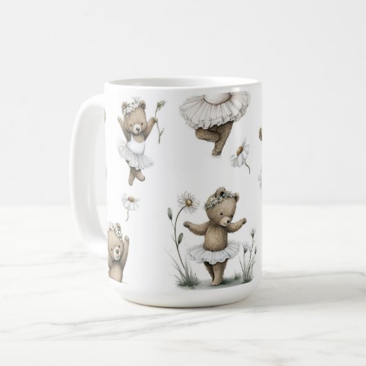 Cute Watercolour Ballerina Bear Design in tutus Kaffeetasse (Vorderseite Links)