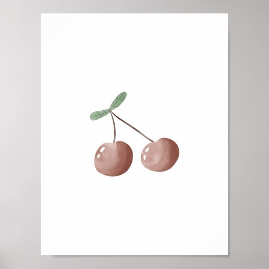 Cute Watercolour Cherry Fruit Nursery Poster (Vorne)
