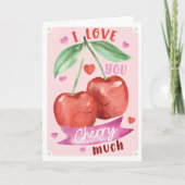 Cute Watercolour Cherry Valentine Card Anniversary Karte (Vorderseite)