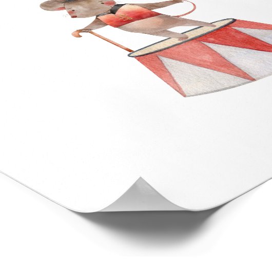 Cute Watercolour Circus Mouse Nursery Poster (Ecke)