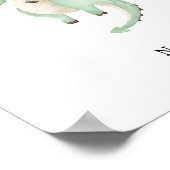 Cute Watercolour Dinosaur Name Poster (Ecke)