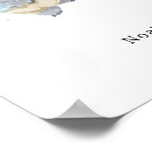 Cute Watercolour Elephant With Balloon Name Poster (Ecke)