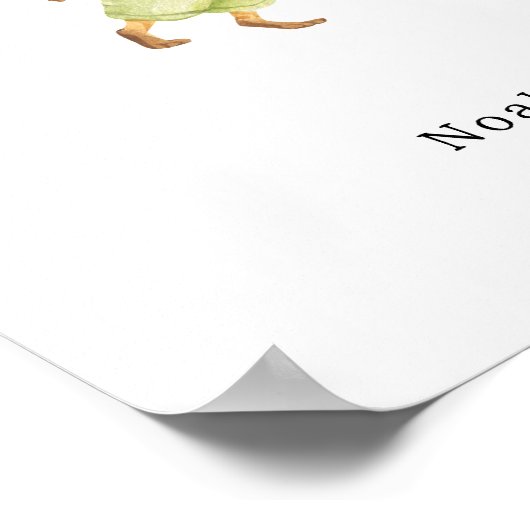 Cute Watercolour Fox With Balloons Name Poster (Ecke)