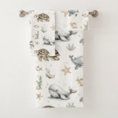 Cute Watercolour Ocean Baby Animals Badhandtuch Set (Insitu)