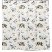 Cute Watercolour Ocean Baby Animals Duschvorhang (Vorderseite)