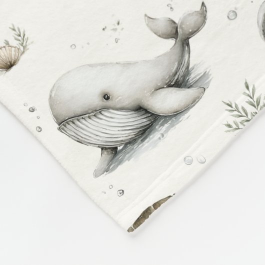 Cute Watercolour Ocean Baby Animals Fleecedecke (Ecke)