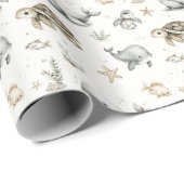 Cute Watercolour Ocean Baby Animals Geschenkpapier (Rolleneckpunkt)