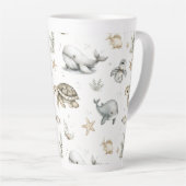 Cute Watercolour Ocean Baby Animals Milchtasse (Rechte Ecke)