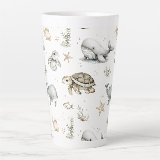 Cute Watercolour Ocean Baby Animals Milchtasse (Vorderseite)