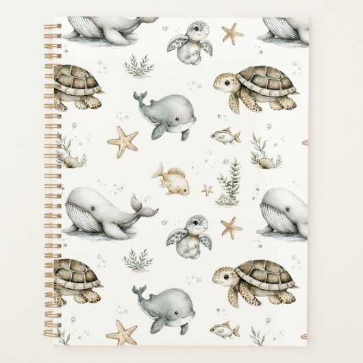 Cute Watercolour Ocean Baby Animals Planer (Vorderseite)