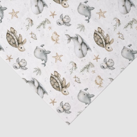 Cute Watercolour Ocean Baby Animals Seidenpapier (Ausschnitt)