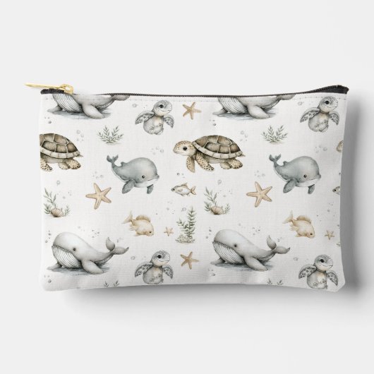 Cute Watercolour Ocean Baby Animals Zubehörtasche (Vorderseite)