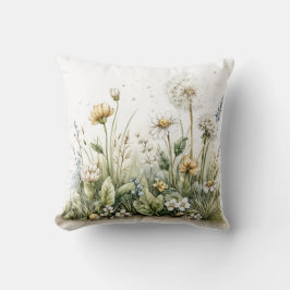 Cute watercolour of wild flowers and grasses  kissen