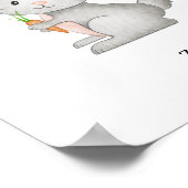 Cute Watercolour Rabbit With A Carrot Name Poster (Ecke)