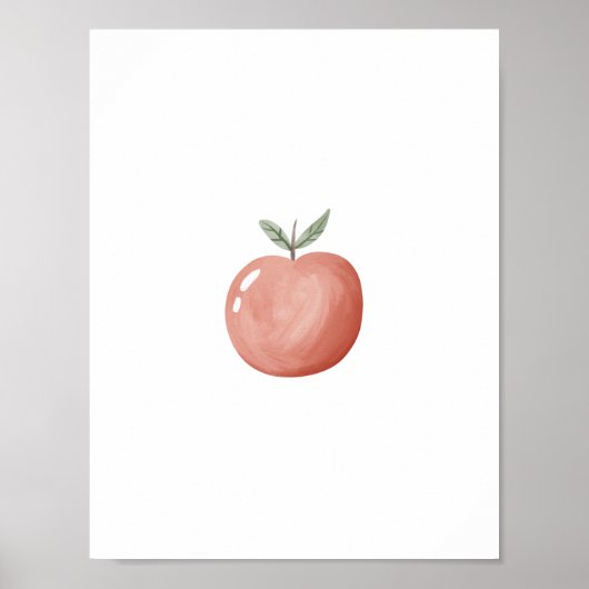 Cute Watercolour Red Apple Fruit Nursery Poster (Vorne)