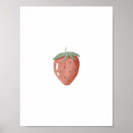 Cute Watercolour Strawberry Fruit Nursery Poster