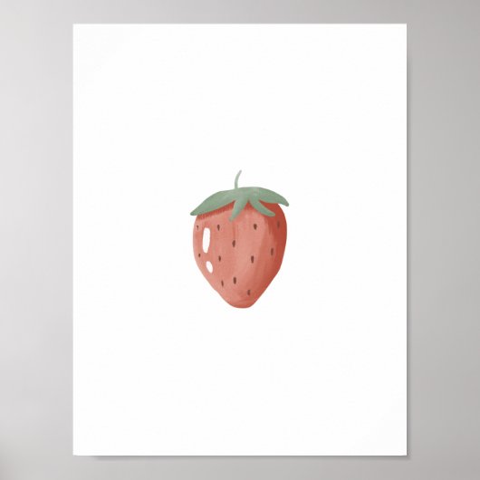 Cute Watercolour Strawberry Fruit Nursery Poster (Vorne)