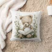 Cute Watercolour Teddy Bear reading a book Kissen (Decke)