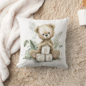Cute Watercolour Teddy with wooden blocks Kissen (Decke)