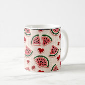 Cute Watermelon and Hearts Pattern Coffee Mug - Sw Kaffeetasse (VorderseiteRechts)