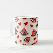 Cute Watermelon and Hearts Pattern Coffee Mug - Sw Kaffeetasse (Vorderseite Links)
