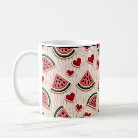 Cute Watermelon and Hearts Pattern Coffee Mug - Sw Kaffeetasse (Links)