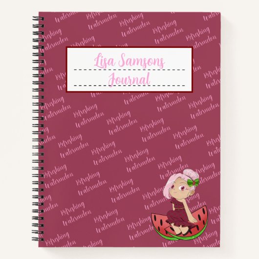 Cute Watermelon Chibi Journal Spiral Notebook Notizblock (Vorderseite)