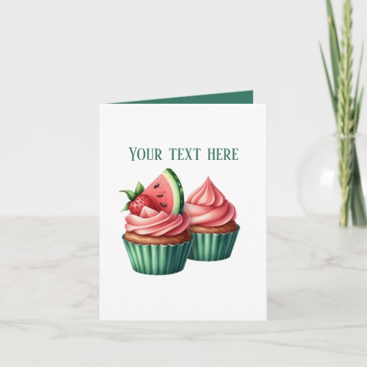 Cute watermelon cupcakes customizable karte (Vorderseite)