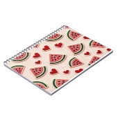Cute Watermelon & Hearts Pattern Aesthetic School Notizblock (Linke Seite)