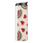 Cute Watermelon & Hearts Pattern Aesthetic School Thermosbecher (Nach links gedreht)