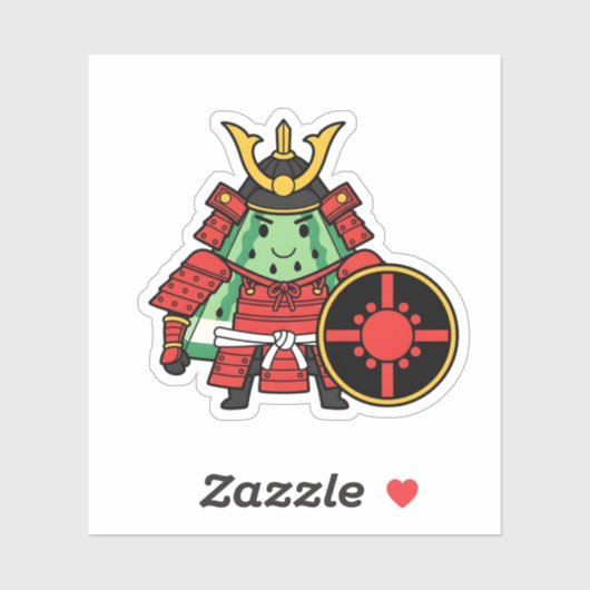 Cute Watermelon Shogun Samurai Warrior Illustratio Aufkleber (Blatt)