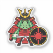 Cute Watermelon Shogun Samurai Warrior Illustratio Aufkleber (Vorderseite)
