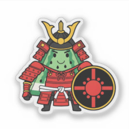 Cute Watermelon Shogun Samurai Warrior Illustratio Aufkleber